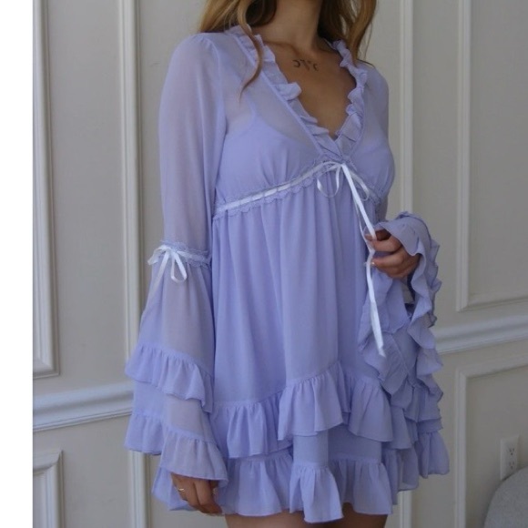 dolls kill sugar thrillz real divinity mini dress light purple - Picture 5 of 15